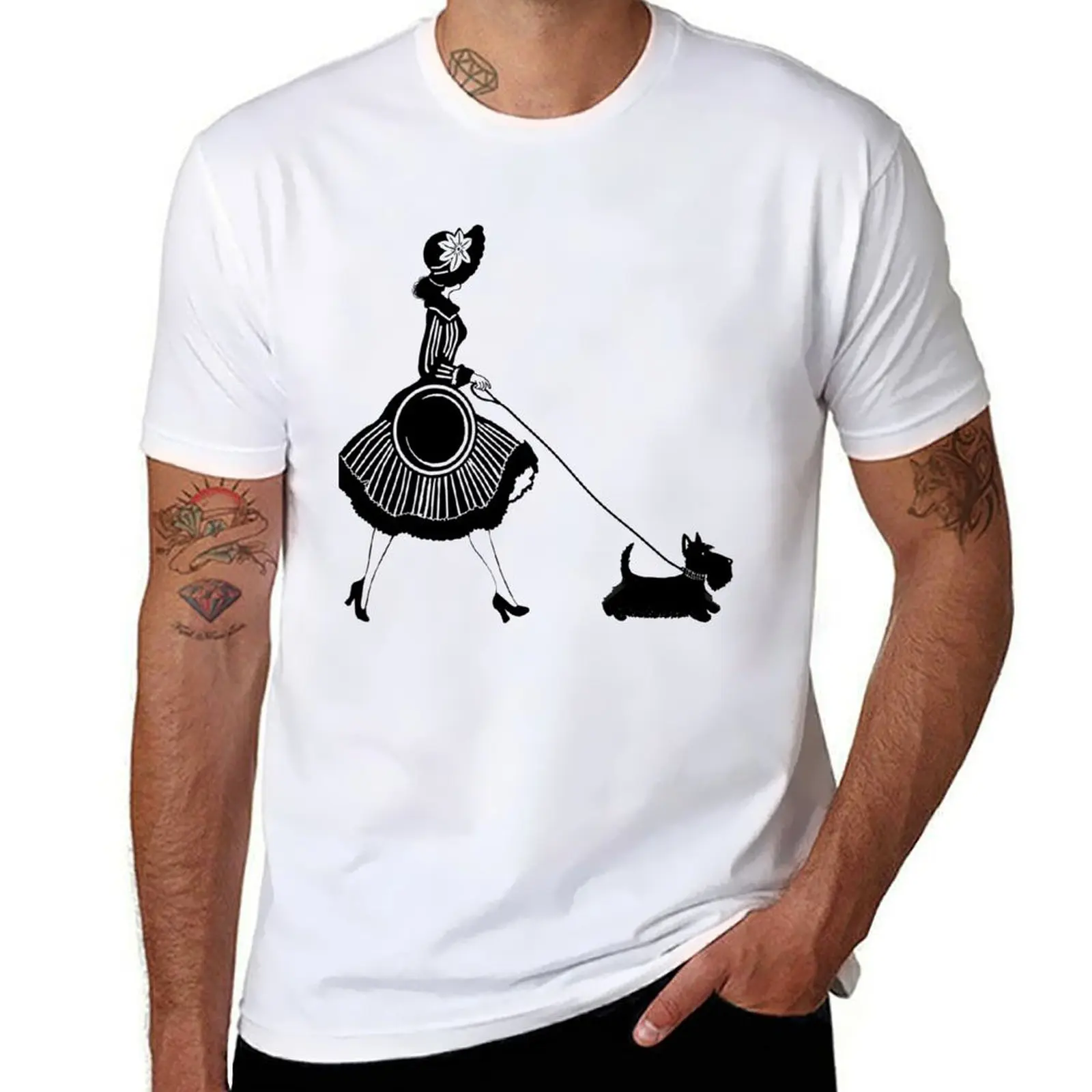 

Vintage – walking the Scottie Bonnie Portraits T-Shirt tshirts personalised summer tops men clothings