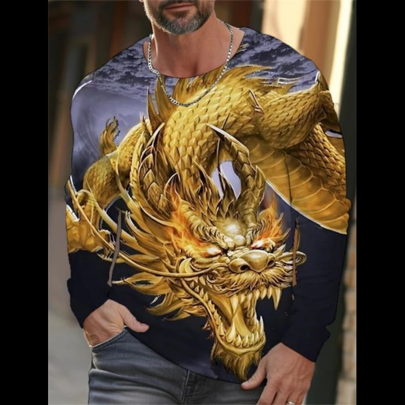 

Fashion Dragon Graphic Sweatshirt For Men Trend Spring Autumn Long Sleeve 3D Printed Hoodies Cool Streetwear Oversized Pullovers