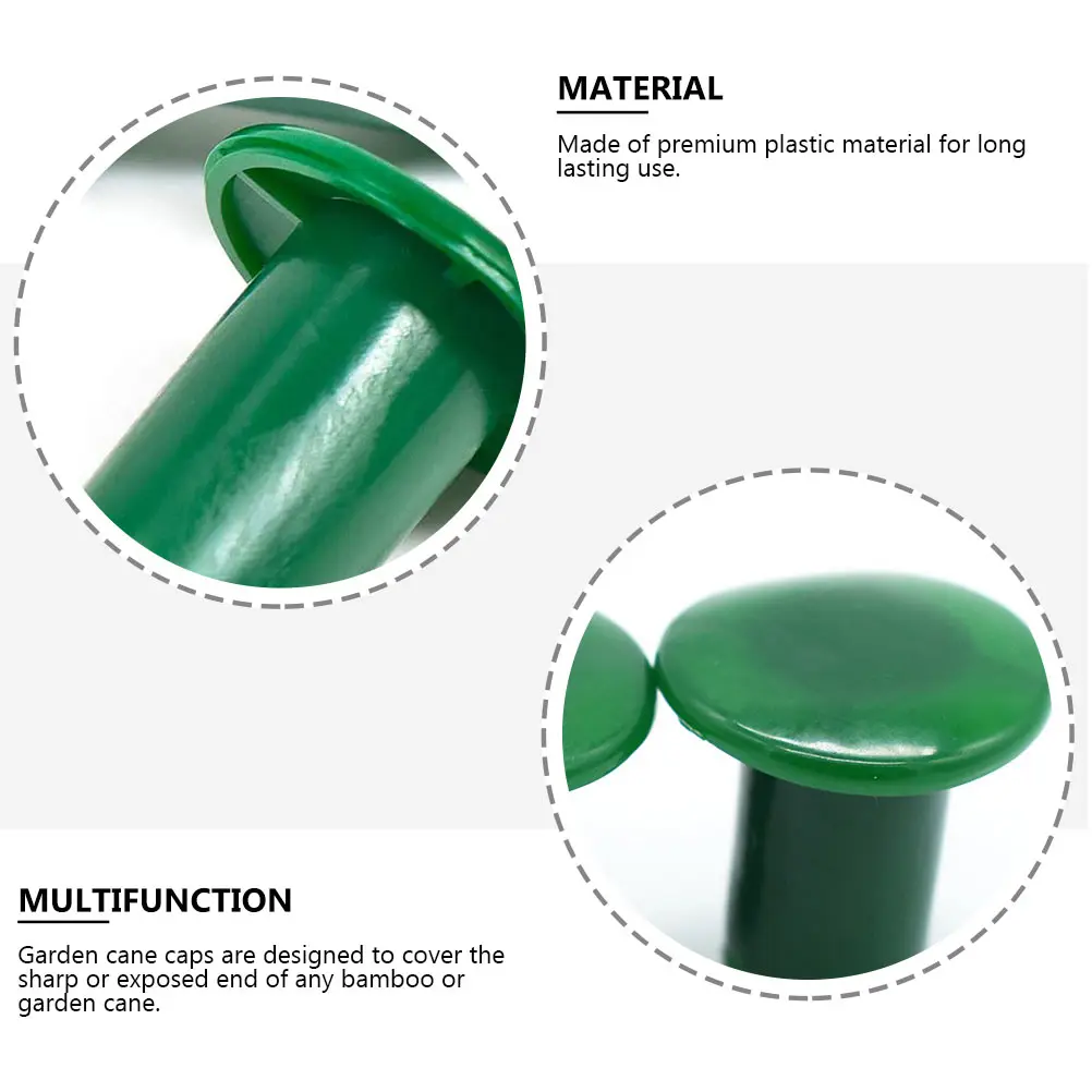 

50pcs Bamboo Pole Protective Covers Green Garden Cane Caps Durable Plastic Lightweight Easy Storage Outdoor Fence Protector