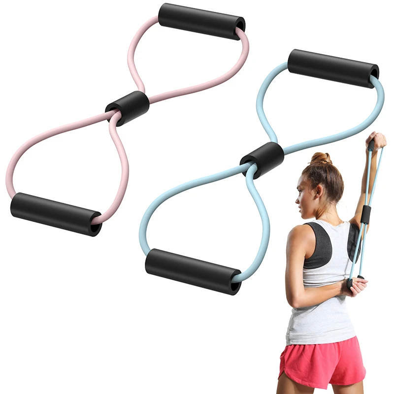 1pc fitness 8 palavra yoga elástico banda goma resistência bandas de borracha equipamentos fitness expansor treino ginásio exercício trem