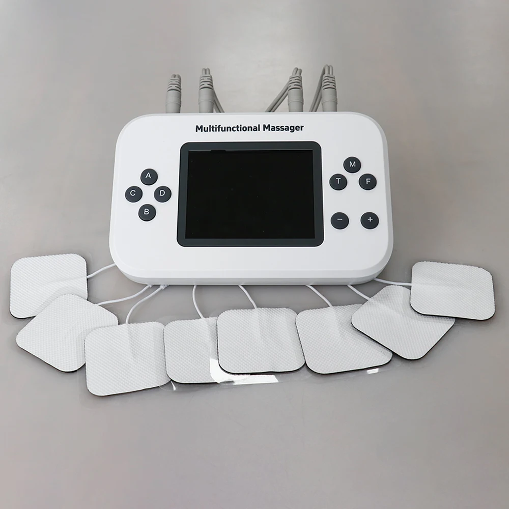 4-Channel Tens Electrostimulator 15 Modes TENS Digital Unit Machine Rechargeable Body Muscle Stimulator with Electrode Pads
