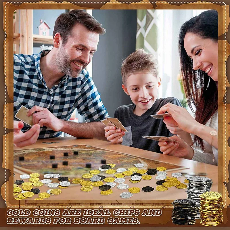 Pièces de monnaie de Pirate en plastique et or, N03R-1200 pièces, pièces de jeu pour enfants, pour fête de Pirate, coffre au trésor, jeux, jetons, jouets Cosplay
