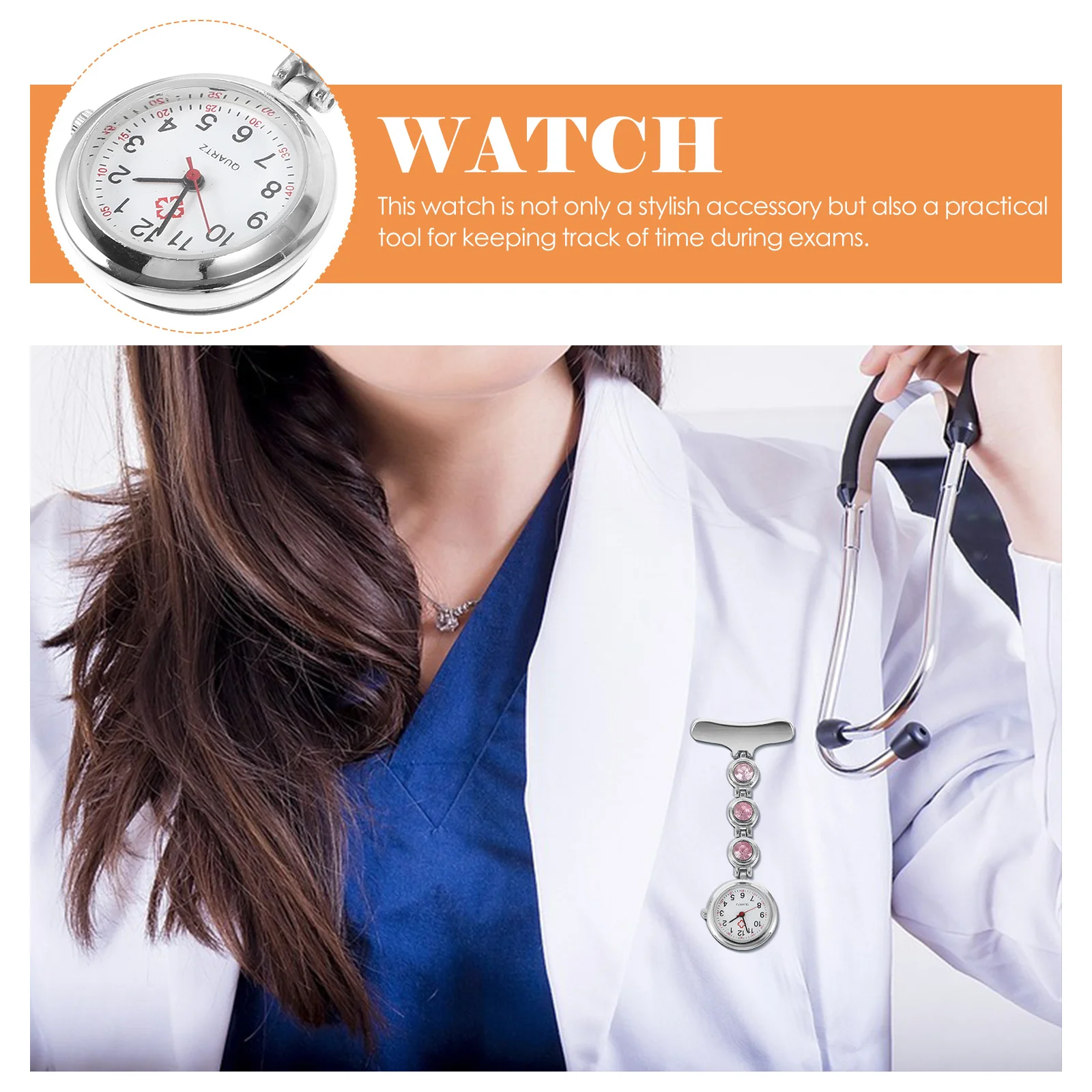 

Nurse Watch Stylish Alloy Hanging Clip on Lapel Fob Practical Nursing Timekeeping Nursing Watches for Nurses Clip on Watch