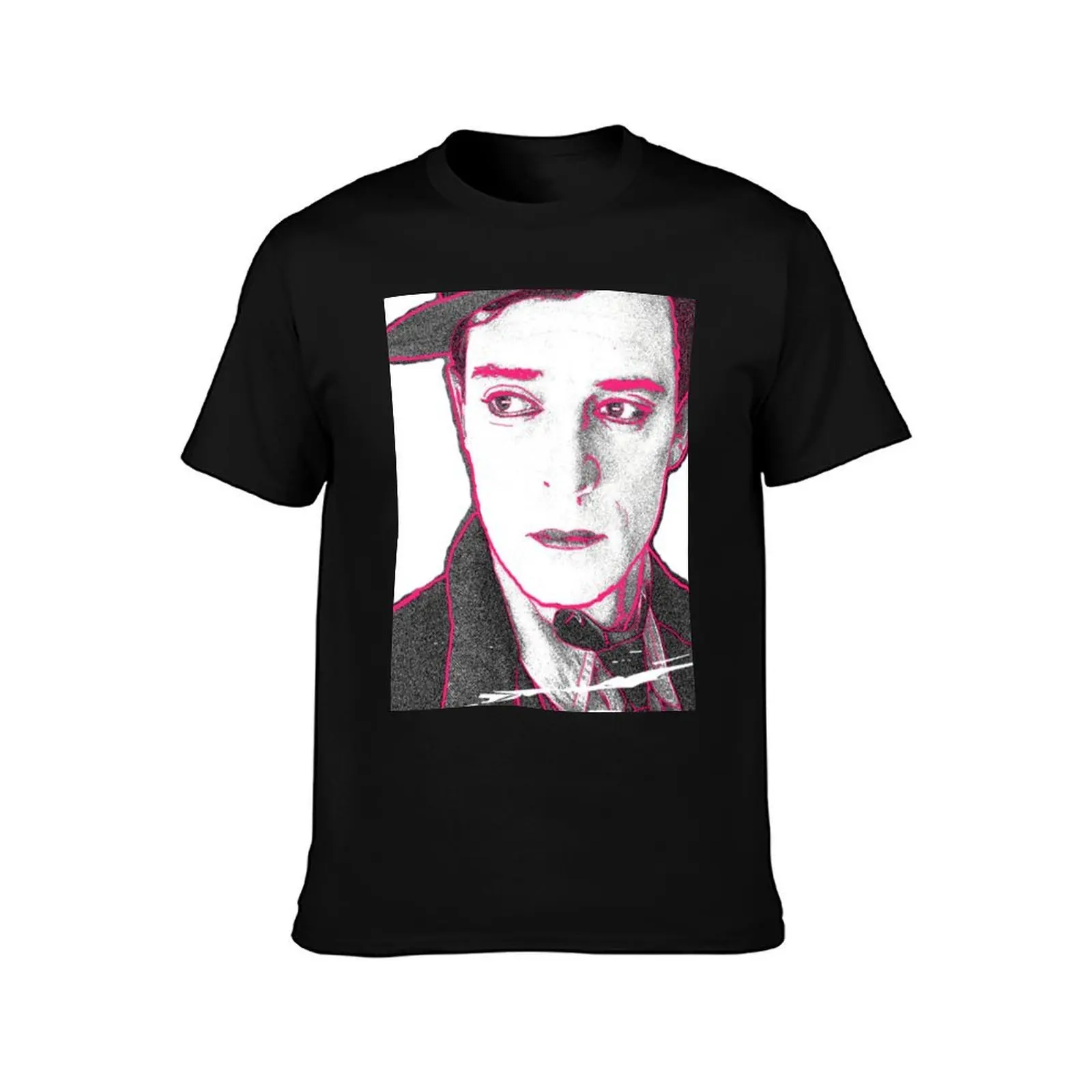 Buster Keaton Pink Highlights Pop Art Digital Painting, Single and Repeating Pattern T-Shirt