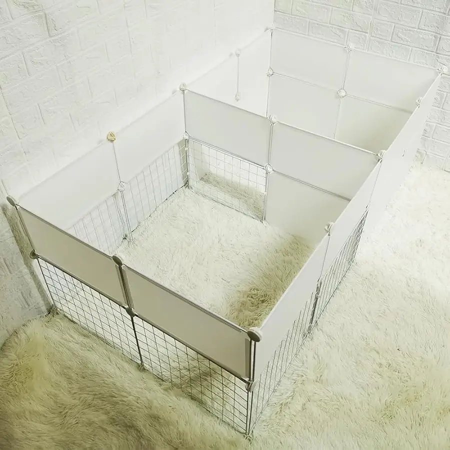 

Dog Playpen Indoor with Door, DIY Puppy Play Pen Portable Metal Wire Yard Fence Small Animal Exercise Cage for Small-Sized Dog (