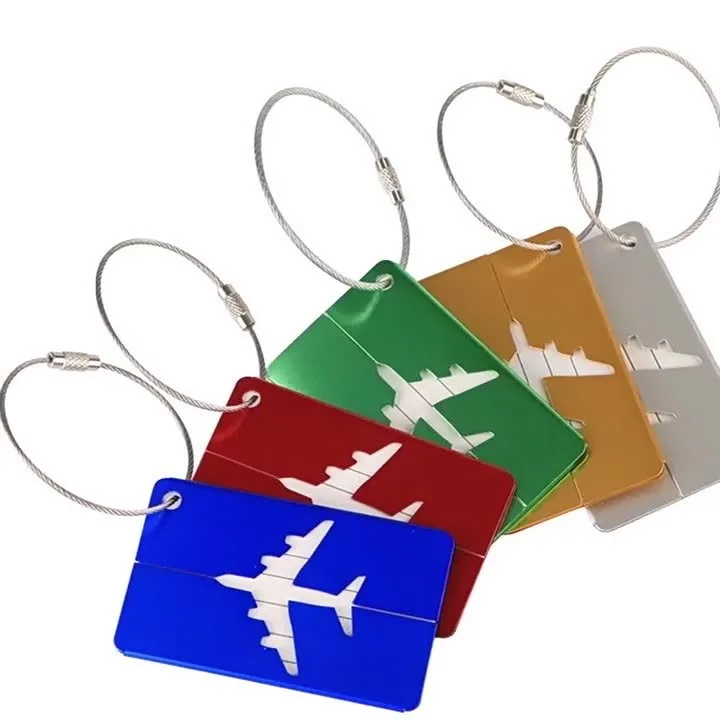 Reisegepäckanhänger aus Aluminiumlegierung, Kofferanhänger, Flugzeug mit Namen, Anti-Verlust, einfarbiges Reisezubehör – Detail 1