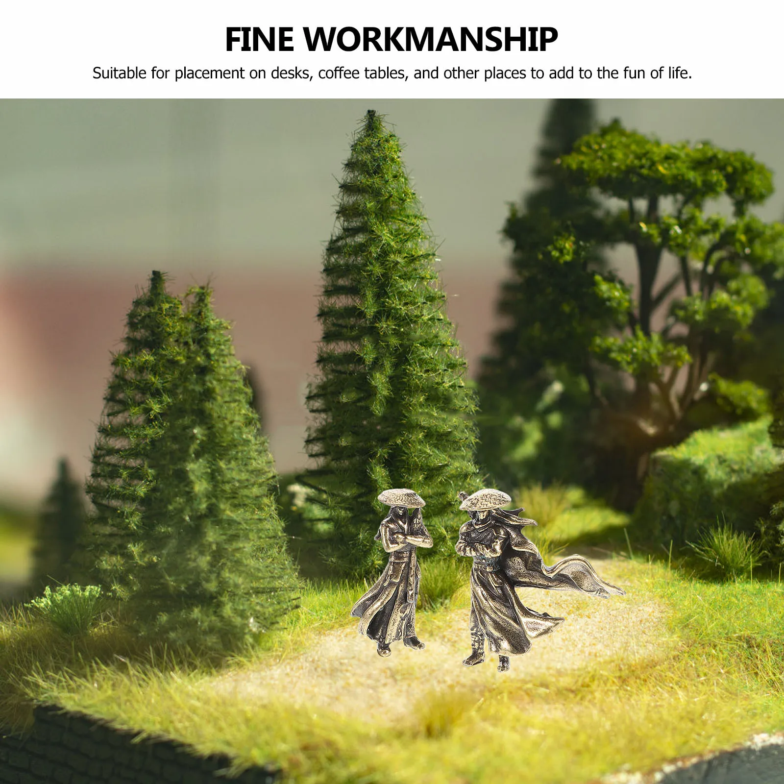 2 قطعة شخصية المحارب الصيني القديم حرفة صغيرة لديكور بونساي منظر طبيعي صغير مكتب مكتب قطعة بيان ثقافي