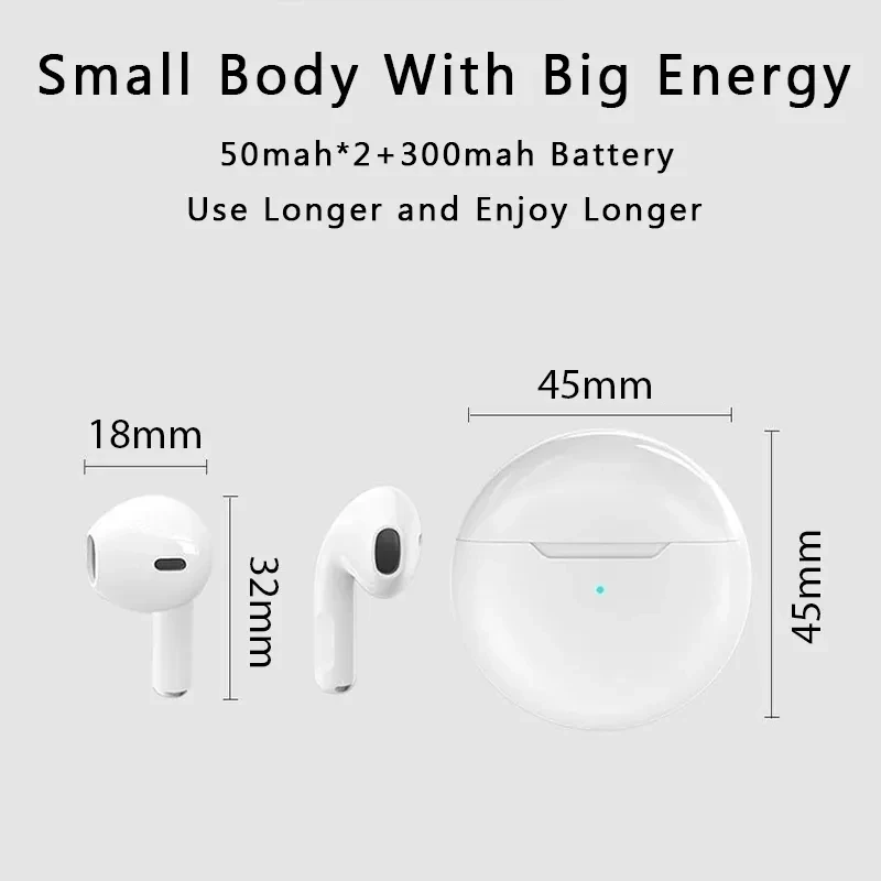 Original Air Pro 6 TWS Wireless Bluetooth Earphones Headphones Mini Earpone Headset For Xiaomi Android Apple iPhone Earbuds