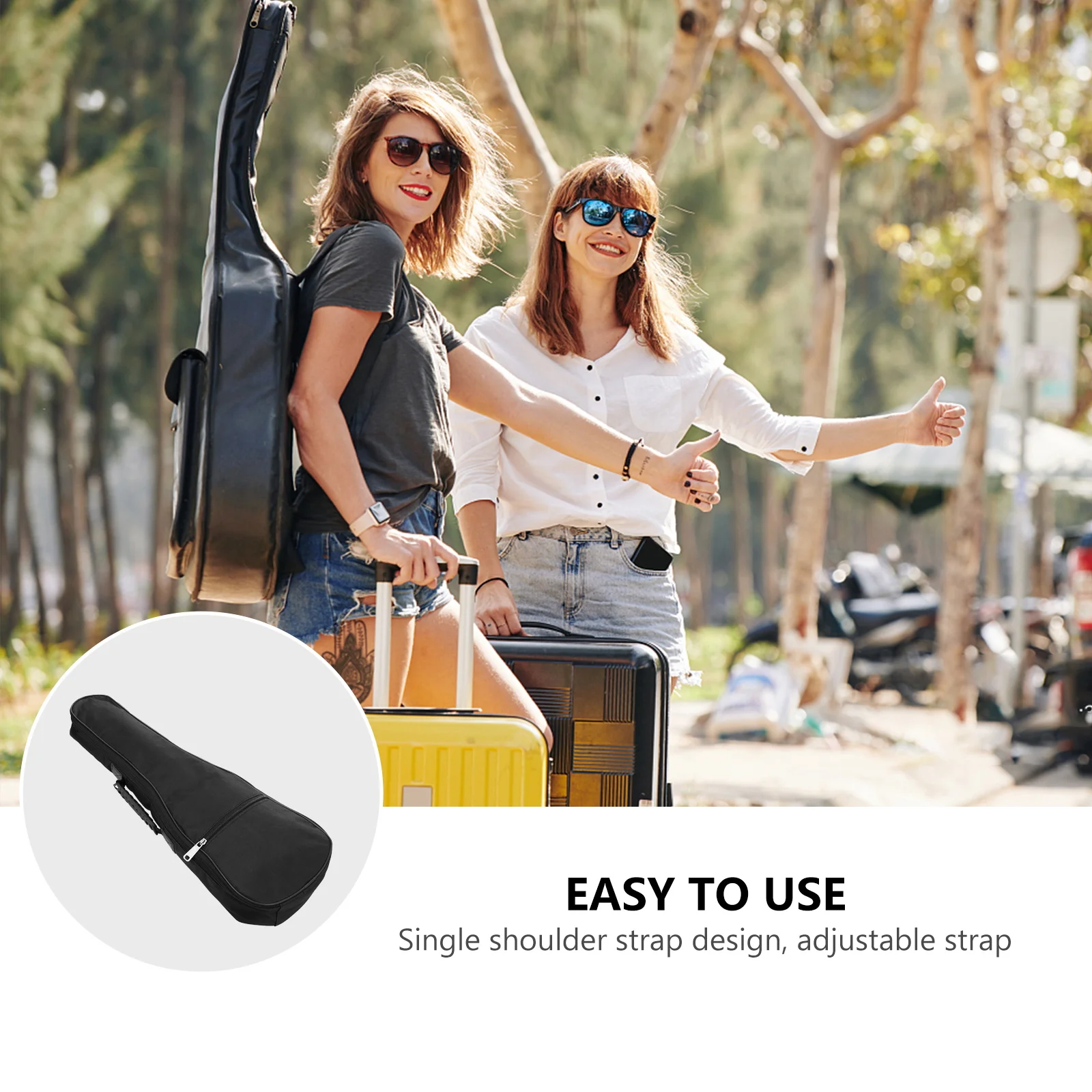 

Thickened Oxford Cloth Ukulele Carry Bag Small Guitar Case With Pockets Durable Zipper Smooth Slide Breathable Strap Comfortable