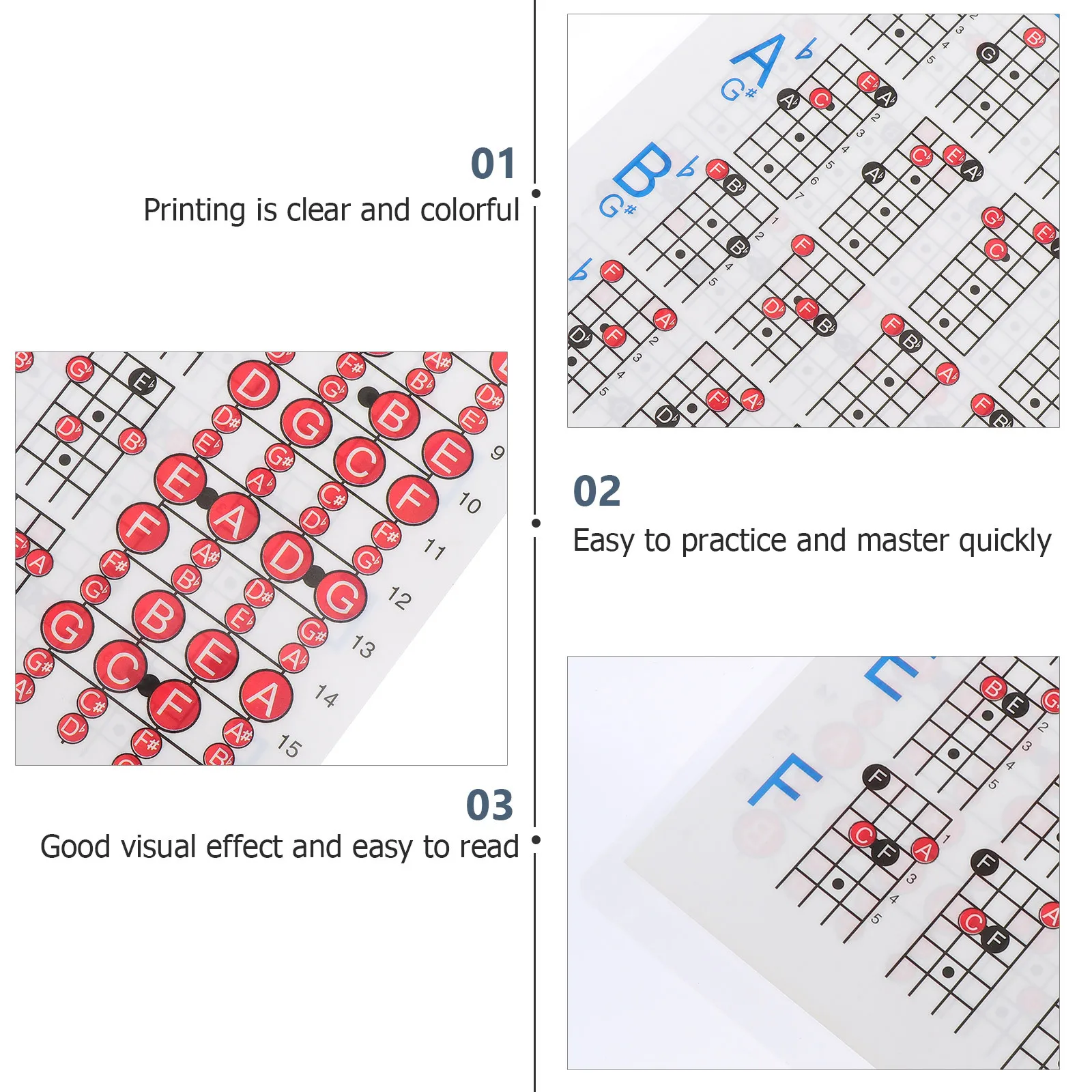 

1Pcs Chord Chart for Beginner Waterproof Coated Paper Guitar Chord Diagram Electric Bass Training Reference Tool