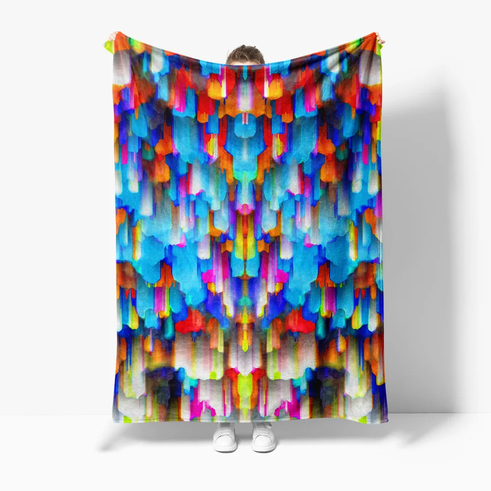

Colorful Abstract Watercolor Rainbow Fluid Art Blanket Sofa Bed Throw for Kids Teens Adults