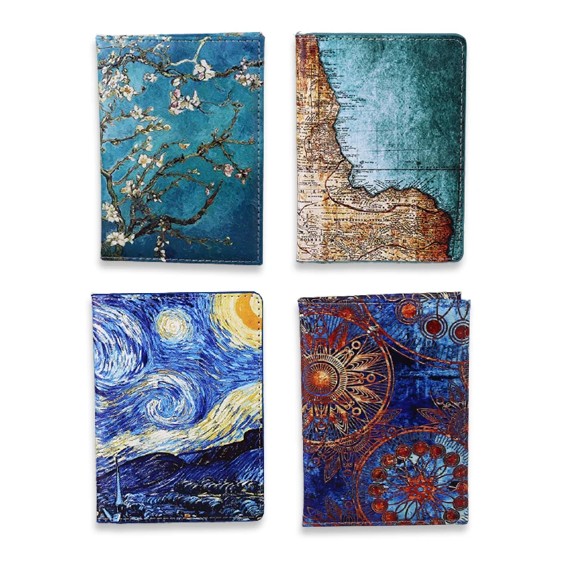 Starry Sky Passport Cover Fashion Women Men Pu Leather Travel Wallet Landscape Passport Holder High Quatity Case for Passports