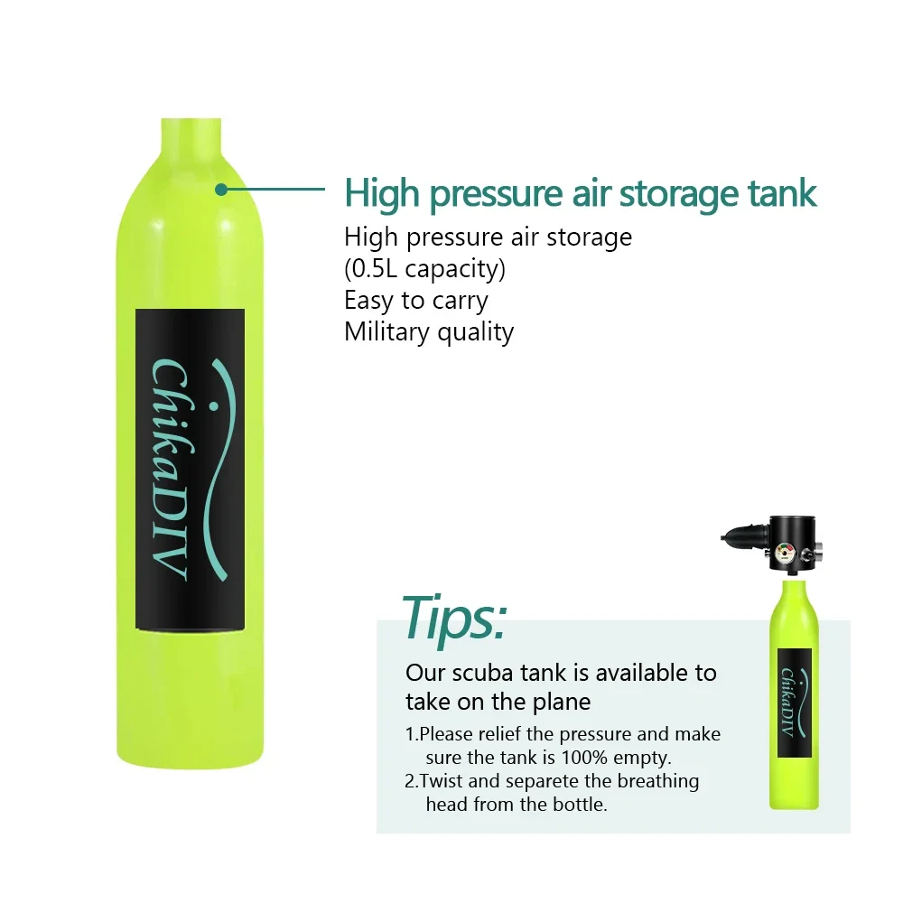 ChikaDiv Mini Scuba TankC400/C300DivingEquipment Oxygen Cylinder Scuba Regulator Diving Accessories Bottle for Underwater Sports