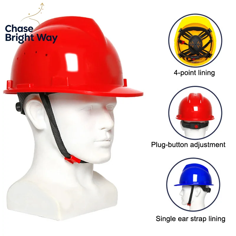 Construction Safety Helmet Hard Hat Thicken Anti Strong Rolling Adjustable Helmet Sturdy Breathable Industrial Climbing Helmet