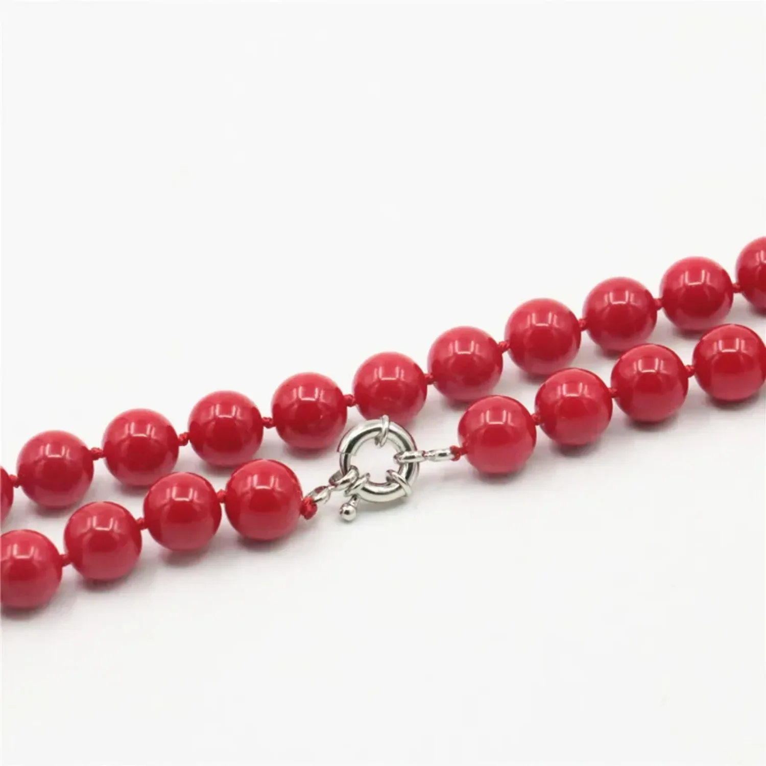 6 8 10 12mm Round Red Coral Shell Pearl Necklace Accessory Jewelry Making Beads DIY Girl Gift Female Fitting Clothing Decoration