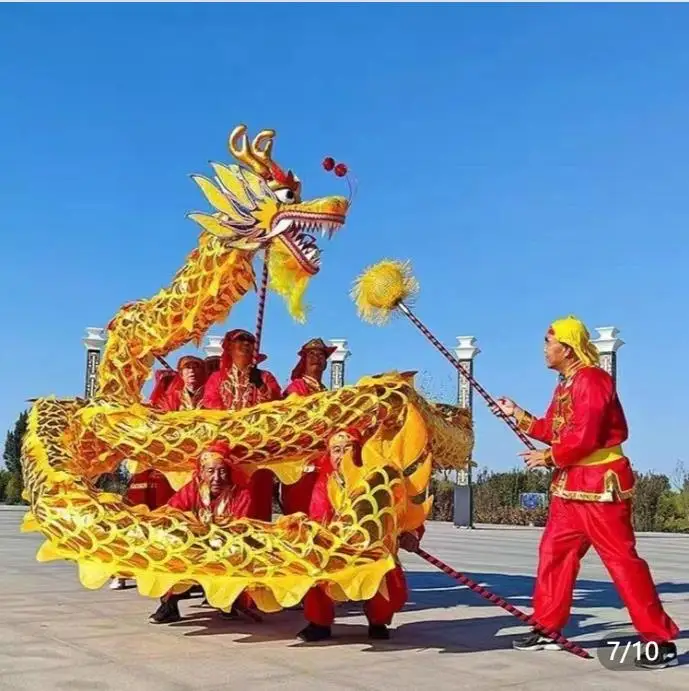 

Распродажа, 10 игроков, 18 м, танцевальный костюм золотого дракона для взрослых, размер 4, костюм для вечеринки, китайский фестиваль, весенний декор для мероприятий, игра, карнавал