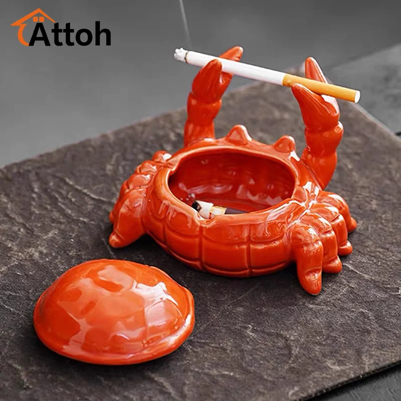 1szt Urocza popielniczka krabowa z pokrywką Popielniczka ceramiczna Popielniczka na cygara Ozdoby do salonu Dekoracja domu Prezent artystyczny