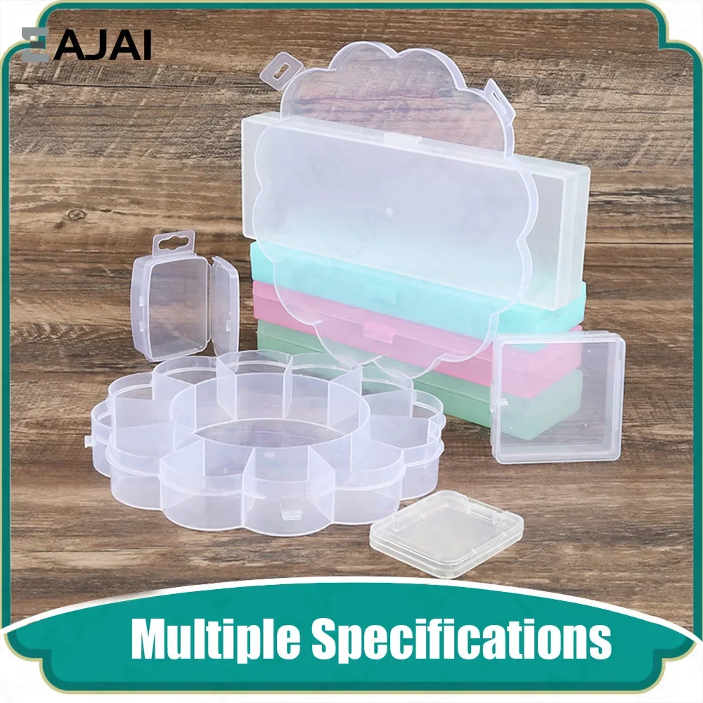 Plastic Storage Box Portable Sewing Accessories Diamond Painting Accessories Label Stickers Transparent Jewelry Nail Art Set DIY