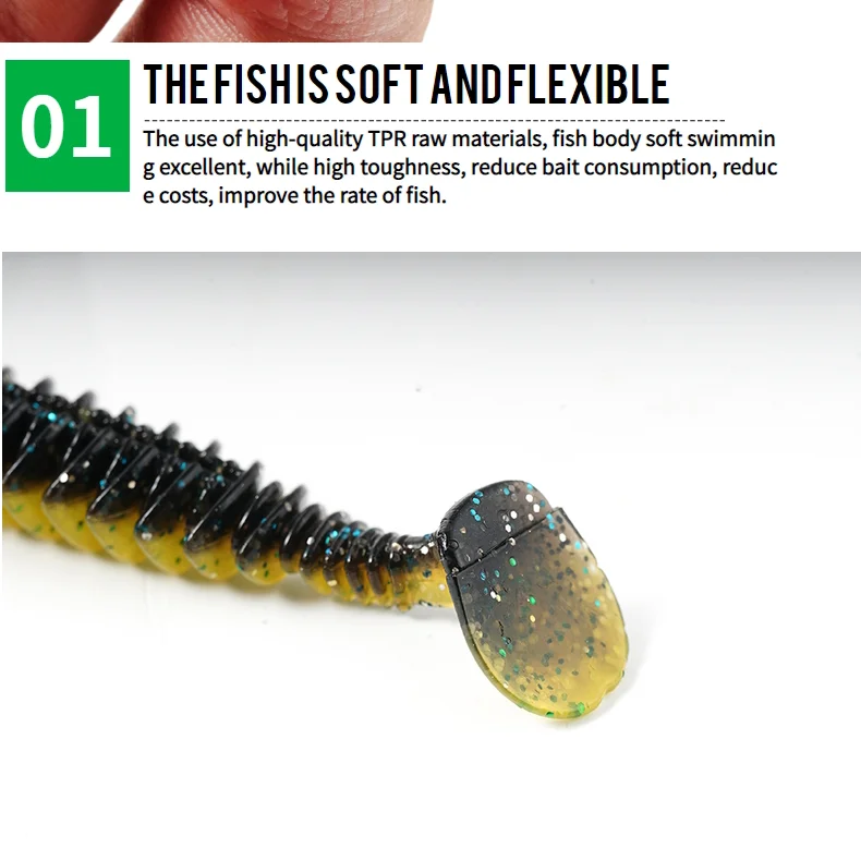 SUNMILE Angeln Weiche Köder Wurm Künstliche Köder 4 cm/0,6g 20 stücke Felsen Angeln Wobbler Leurre Souple Köder Barsch Forelle Bass Köder – Detail 5