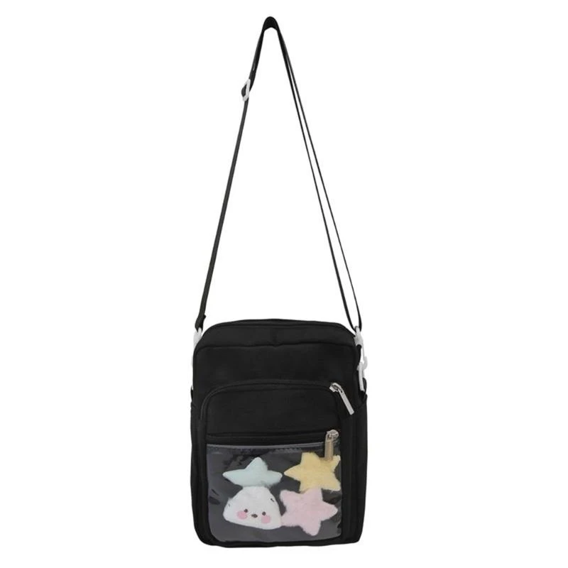 

A3PE Japanese JK School Girl Itabag Clear Window Nylon Shoulder Bag Purse Anime Pin Display Small Crossbody Bag for Women