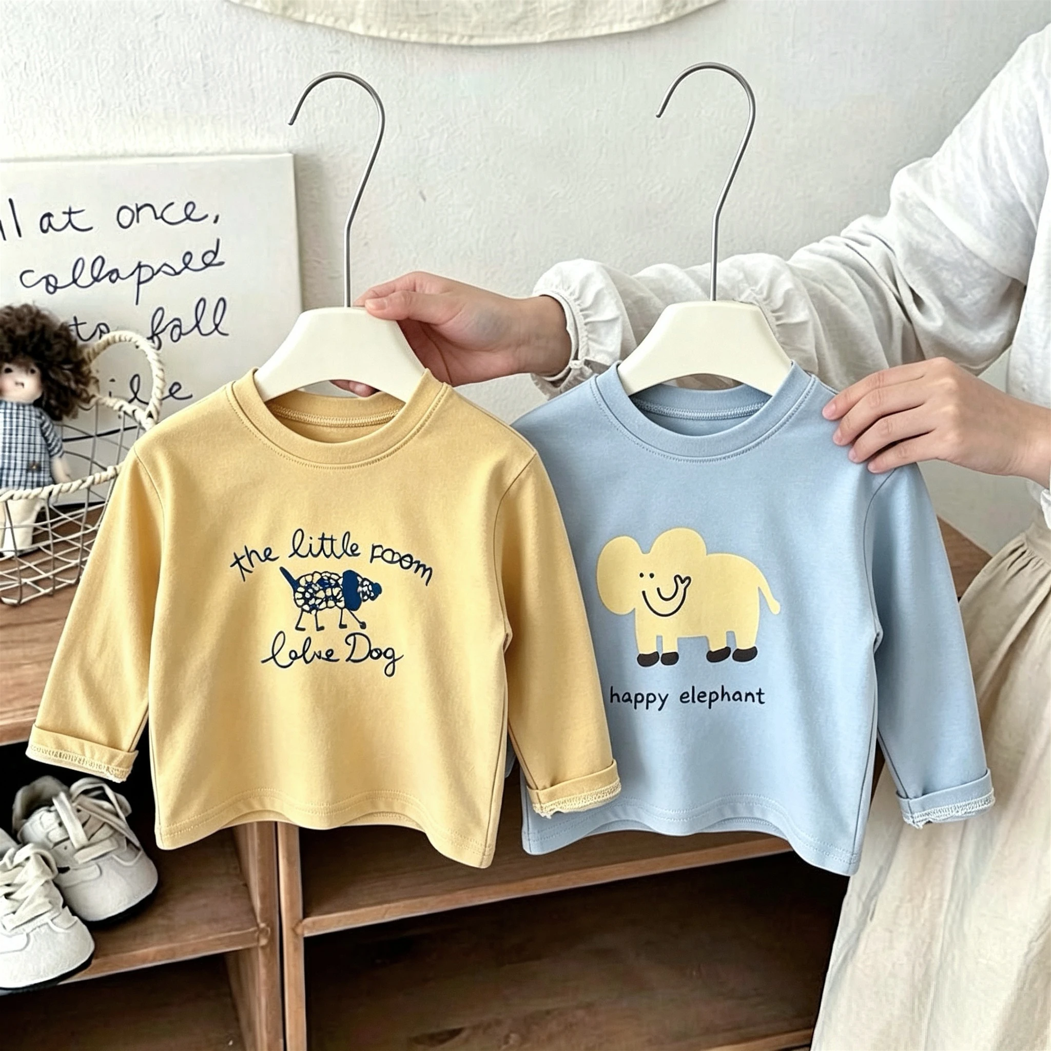 Korean Style Casual Children Long Sleeve Tshirt Tops Simple Versatile Fashion Kids Bottoming Shirt Blouse Crewneck Girls Clothes