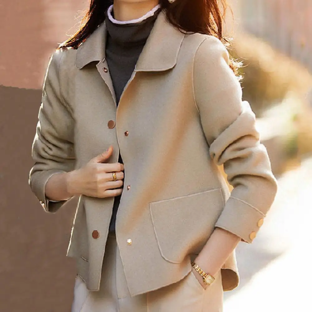 Fashion Elegant Women Coat New Korean Version Simple Solid Color Woolen Coat Temperament Loose Autumn Short Jacket Women 2023