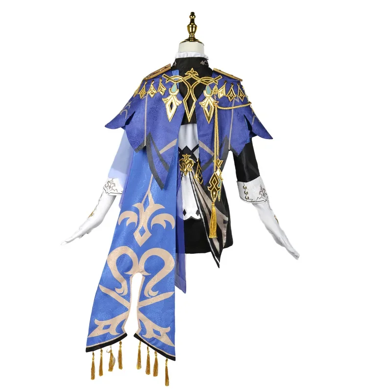 Juego MN1 Genshin Impact Clorinde, disfraz de Cosplay, peluca, sombrero, pendientes de uniforme Fontaine, disfraz de fiesta de Halloween para mujer, papel Pl8/yG