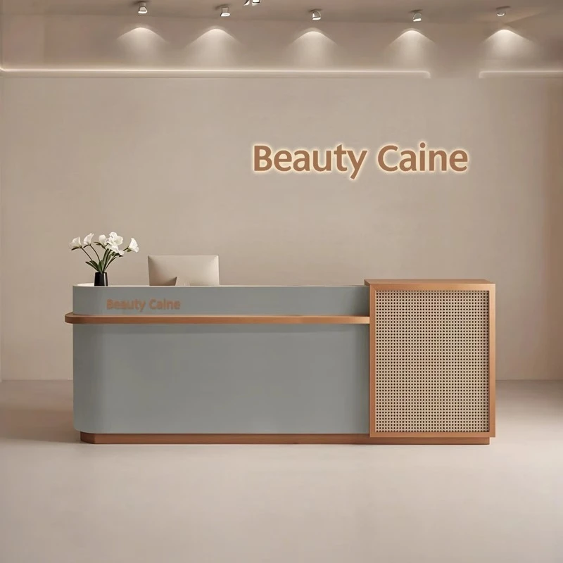 مكاتب الاستقبال الخشبية الحديثة متجر الجمال الفاخرة بار فندق مطعم مكاتب الاستقبال شركة Comptoy Accelier صالة الأثاث #6