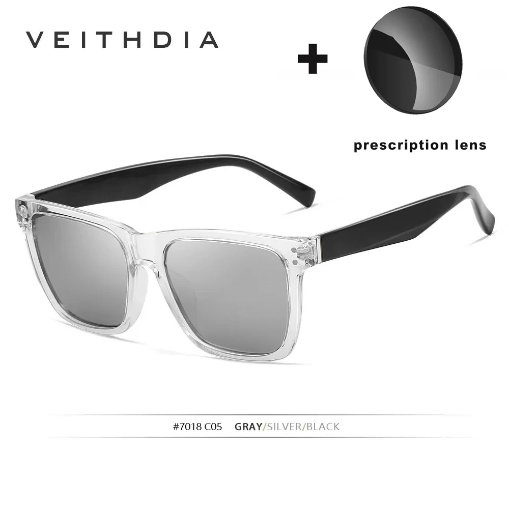 

Бренд VEITHDIA, новые солнцезащитные очки для близорукости, унисекс, фотохромные зеркальные поляризованные UV400, квадратные очки по рецепту PJ7018