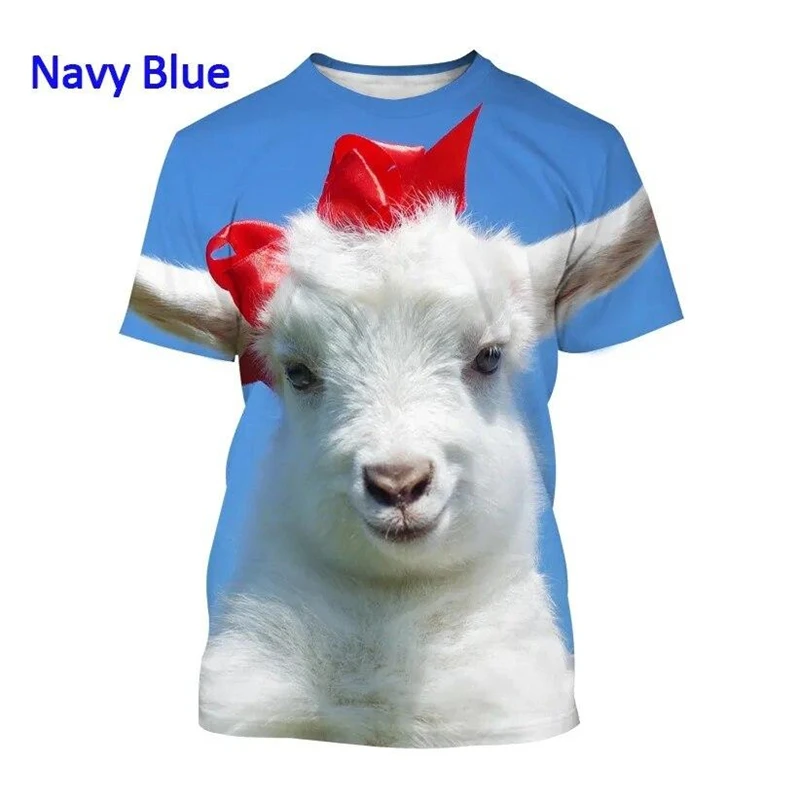 

Summer Funny Goat 3D Print Loose T-Shirt Extra Large round Neck Short Sleeve Top for Men And Women Streetwear Casual Clothing