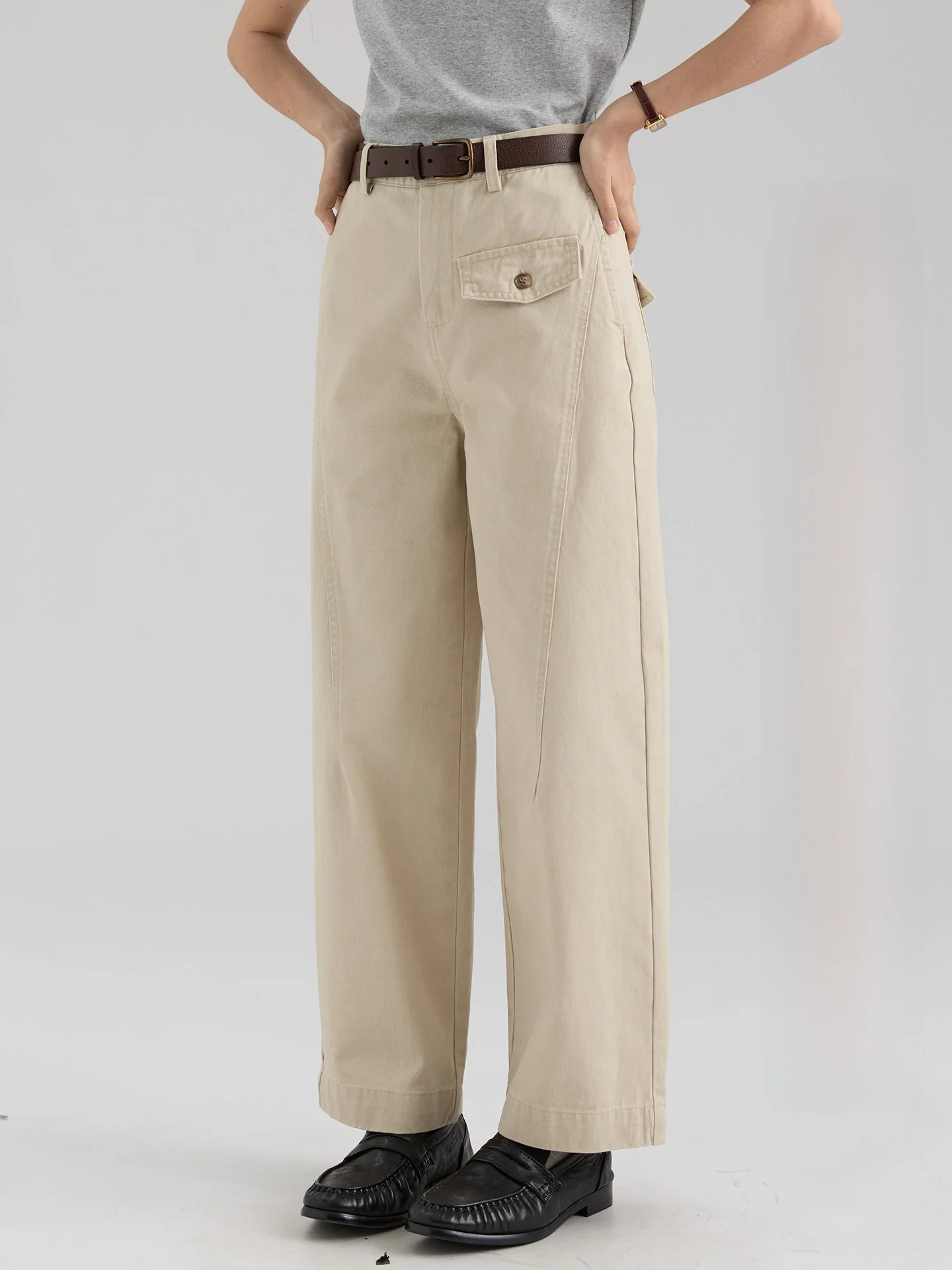 

Женские повседневные брюки из хлопка с высокой талией, однотонные, прямые, весенние, новинка, в корейском стиле, для офиса и повседневной носки