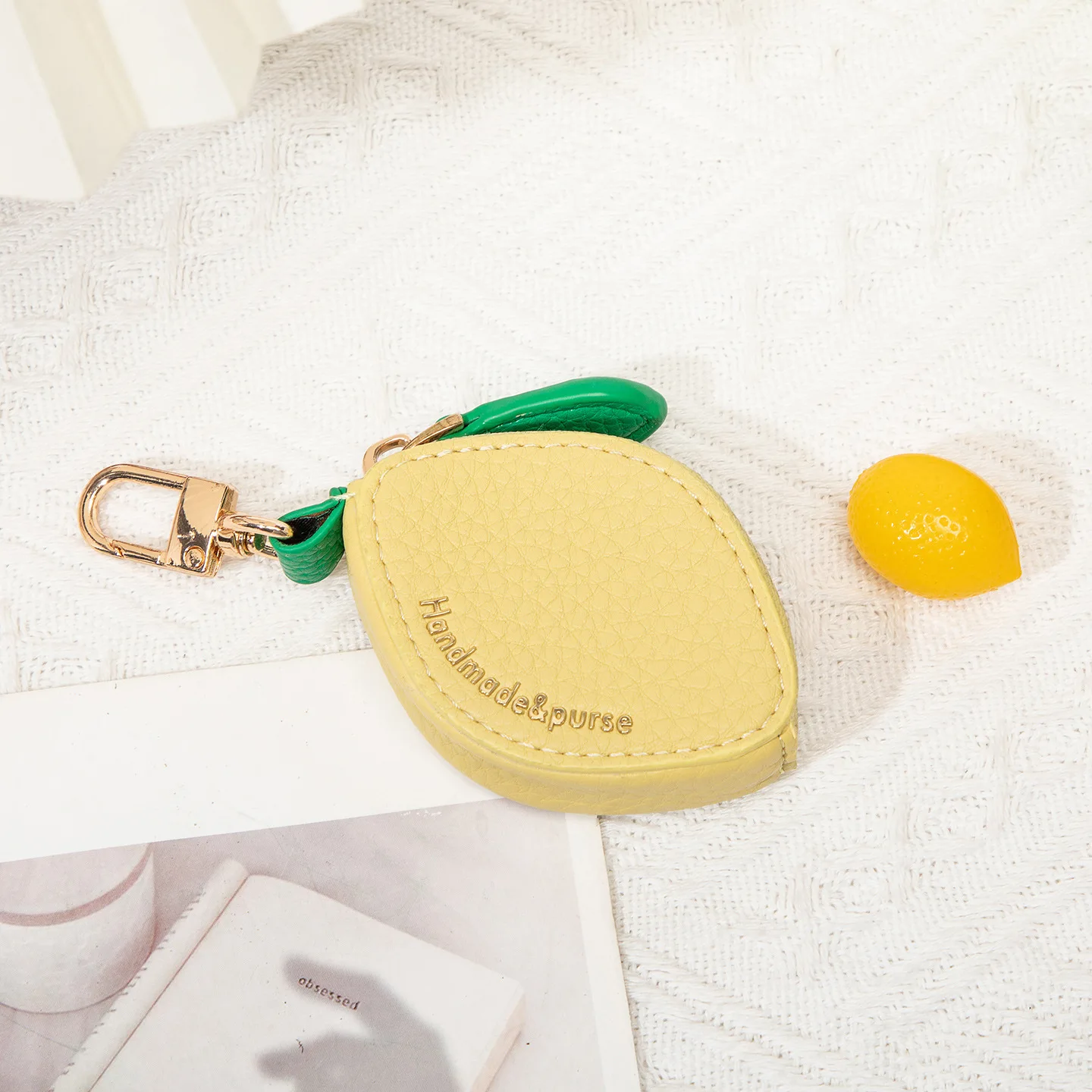 Lemon Shaped Fruit Mini Coin Purse Charm Cute Small Wallet Daily Accessory Gift For Girls Multifunctional Key Earbud Storage Bag