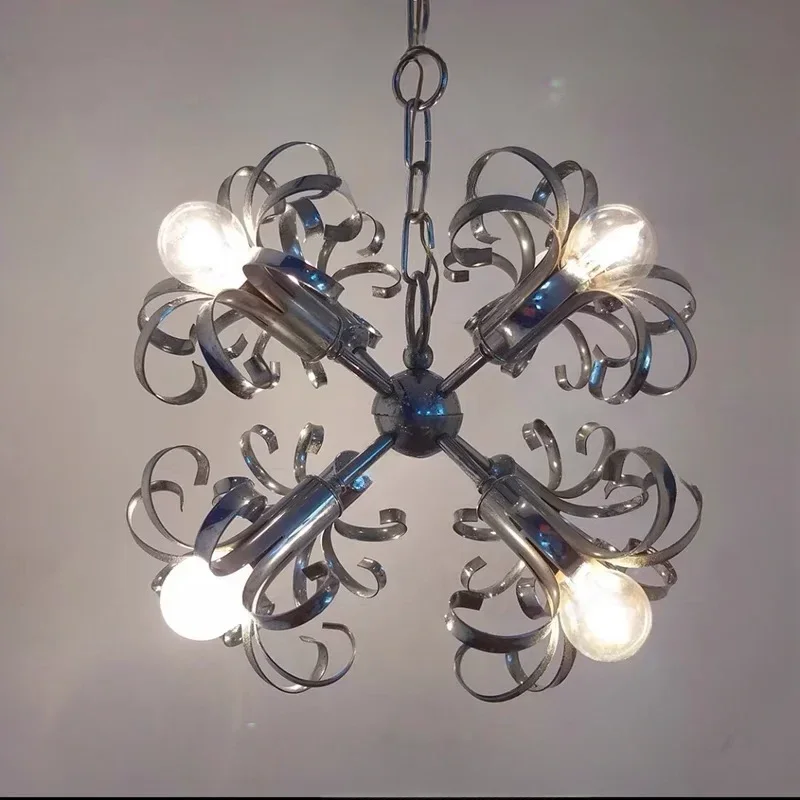 

GHEUVNJ Flower Ball Ancient Style Stainless Steel Color Restaurant Flower Ball Pendant Bedroom Art Decorative Light