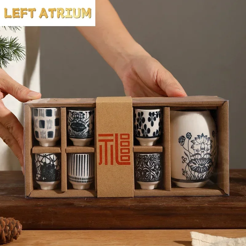 Juego de Tazas de Sake de Cerámica Japonesa, Dispensador de Sake para el Hogar, Utensilios para Beber en Restaurantes de Sushi, Tazas de Degustación, Regalos para Amigos