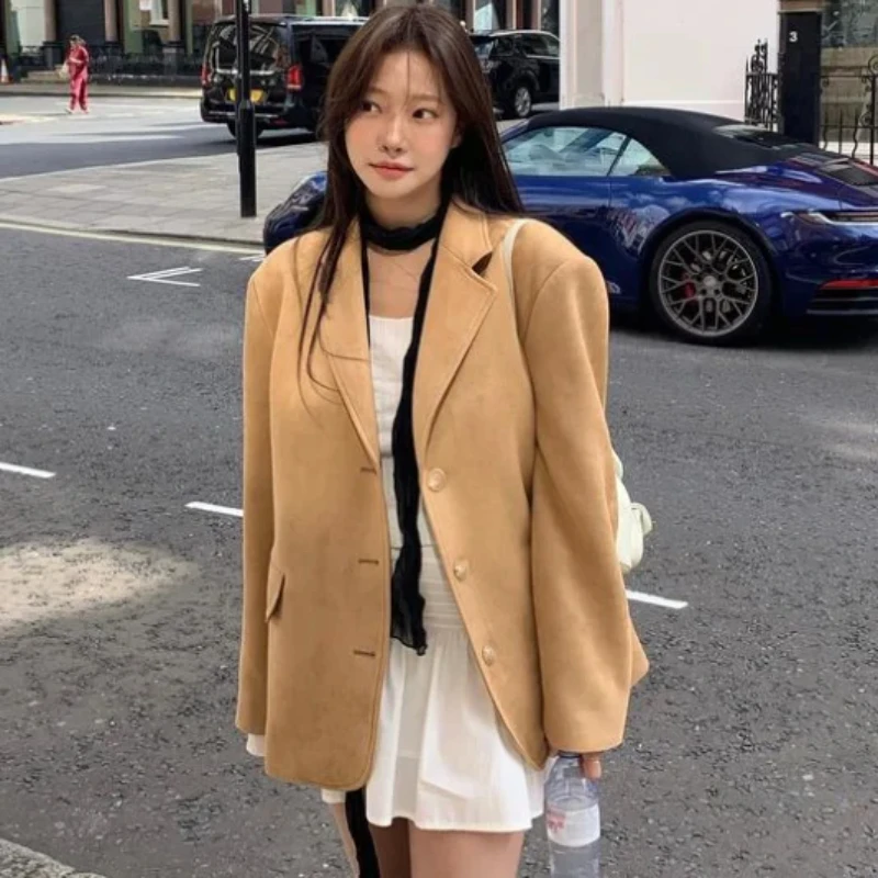 

South korea Chic Spring New Retro High-grade Temperament Small Suit Loose Casual Long sleeve S Women