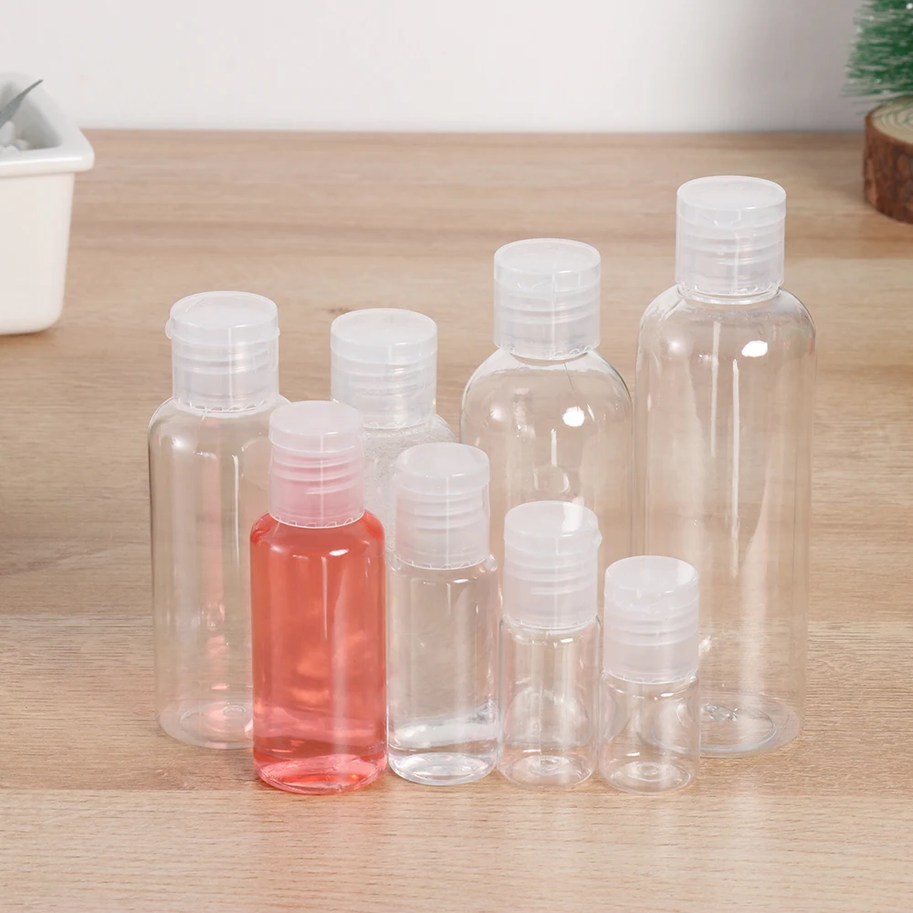 5-100ml Transparent Empty Bottle Portable Travel Refillable Plastic Jar Lotion Shampoo Shower Gel Bottle Cosmetics Container