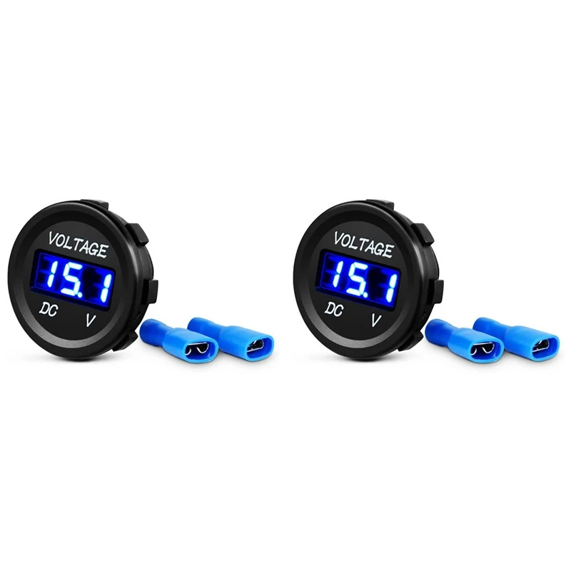 2X DC 12V LED Panel Digital Voltage Meter Display Voltmeter For Boat Marine Vehicle Motorcycle Truck ATV UTV Blue