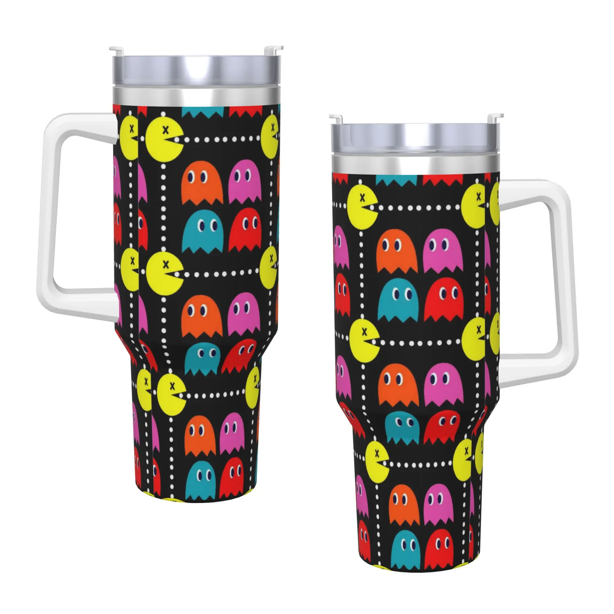 Stainless Steel Tumbler Pac-Man Thermal Cups  Leakproof Cold Drink Car Mugs Travel Graphic Water Bottle