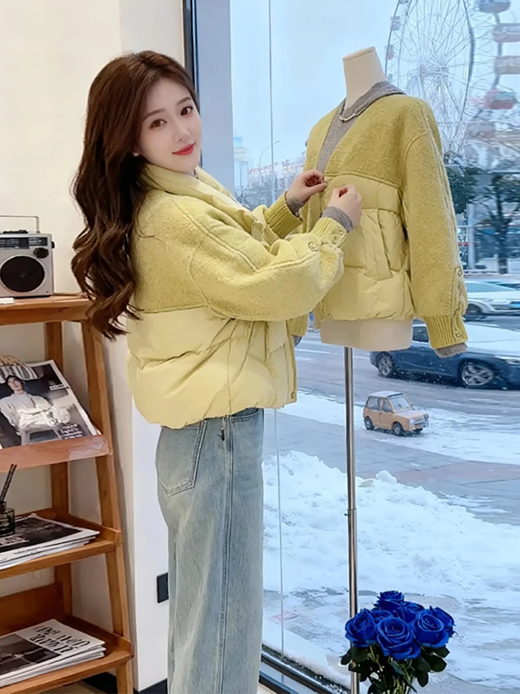 

Women's Thiened down Cotton Jaet Stand Collar Casual Sle Winter Warm Clothes Faionable All-Match ort Size