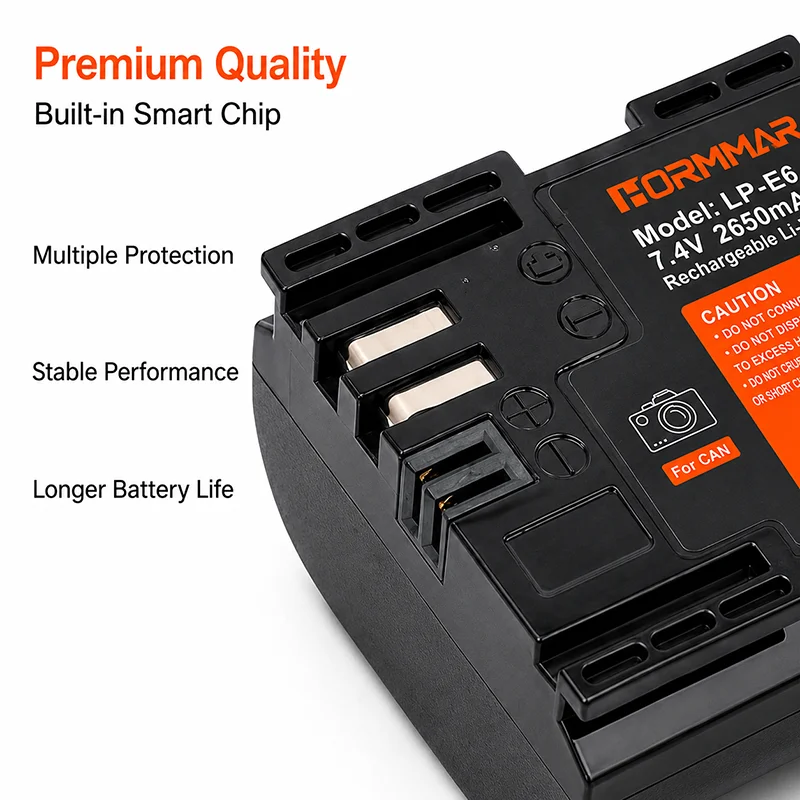LP-E6 LP-E6N Battery 2650mAh Replacement for Canon EOS 5D Mark II III IV 6D 7D 80D 70D 60D Digital Camera Li-ion Batteries view 4