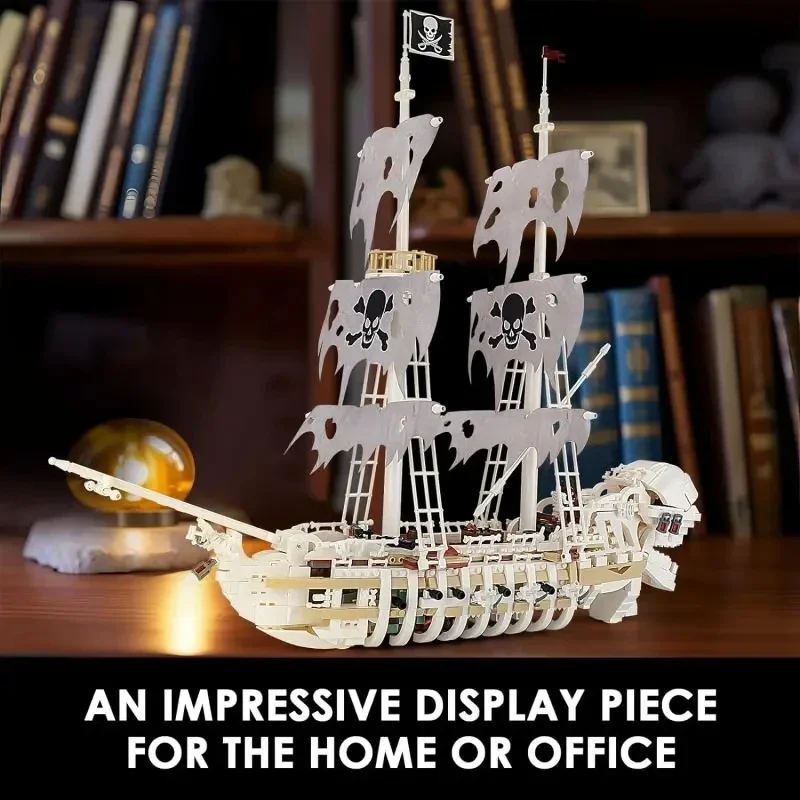 1592PCS Skeleton Ghost Ship Building Blocks Storm Pirate Ship Model Bricks Desktop Decoration Ornaments Kids DIY Toys Idea Gifts