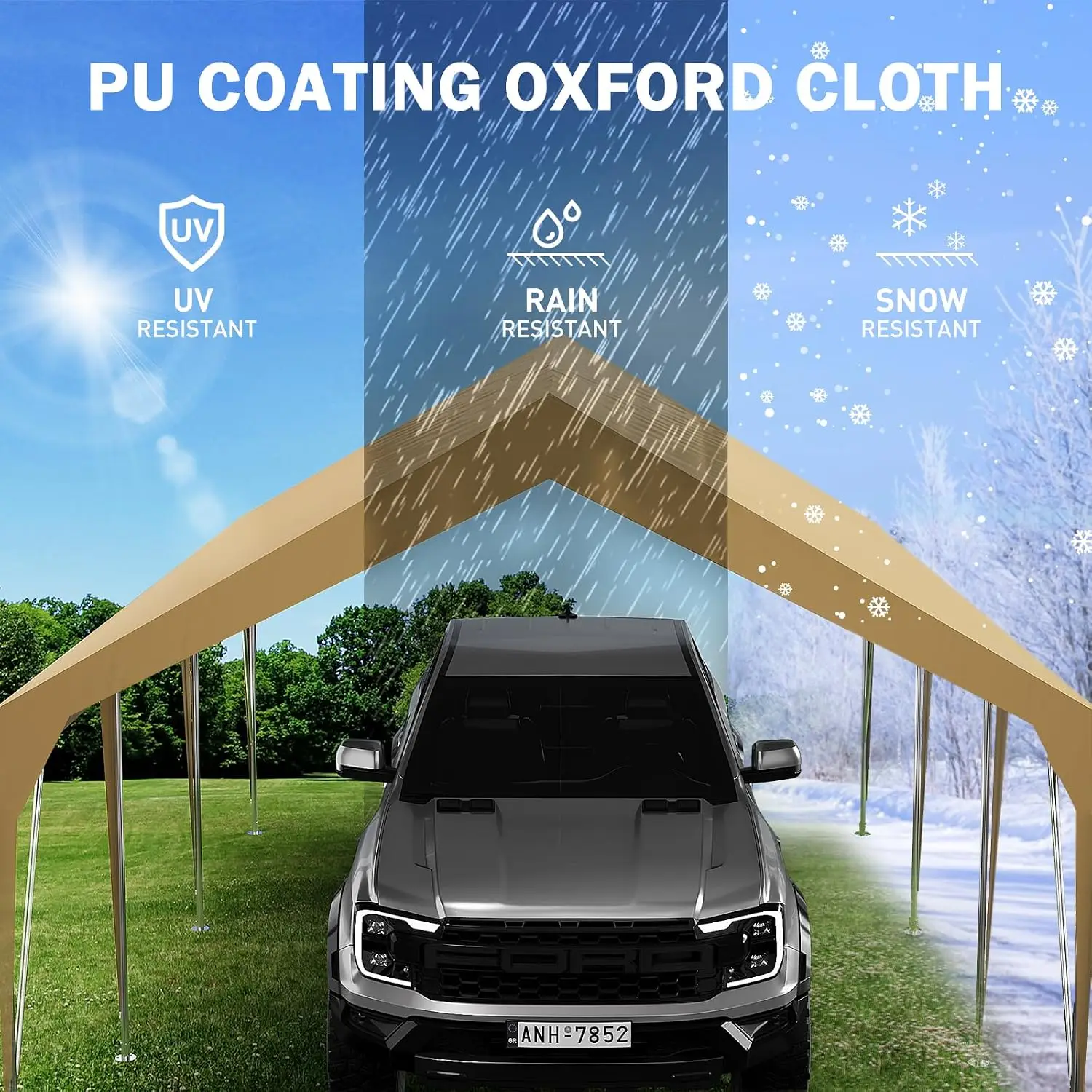 Portable Car Canopy Shelter, Waterproof & UV Resistant, Easy Setup Durable Design, Outdoor Storage for Car & Boat, Customized
