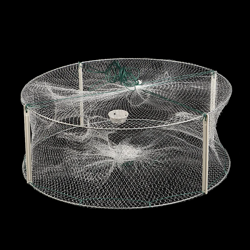 1Pc 4 Holes Foldable Fishing Shrimp Fish Crab Bait Net Trap Crayfish Lobster Fishnet Cast Dip Cage Fish Trap Cast