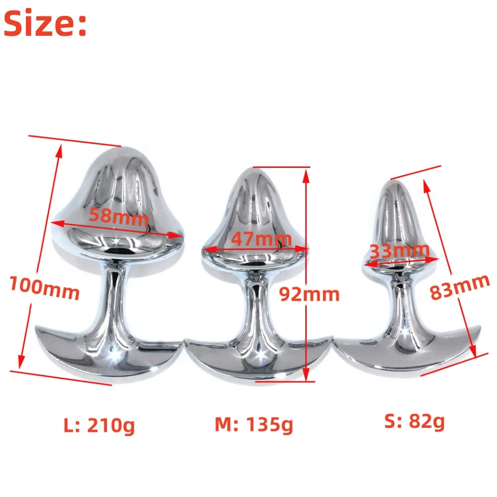 New Mushroom Anal Plug 33/47/58mm Metal Butt Plug Sphincter Training Anal Dilator Prostate Massager Sex Toys_voghion.com