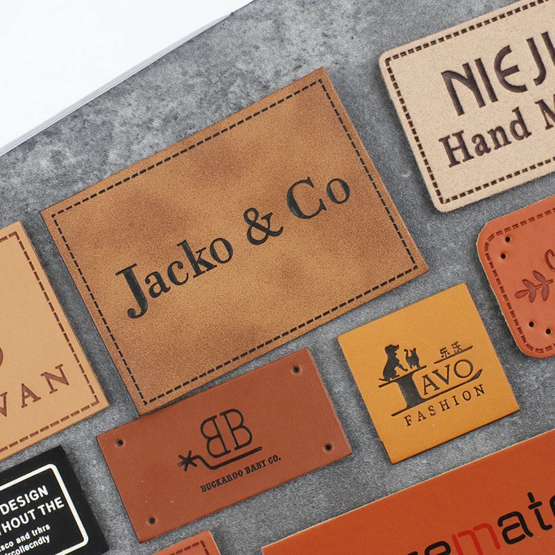 Wholesale High Quality Custom PU Leather Tag Embossed Logo Custom Leather Jeans Patch bag Label PU Label
