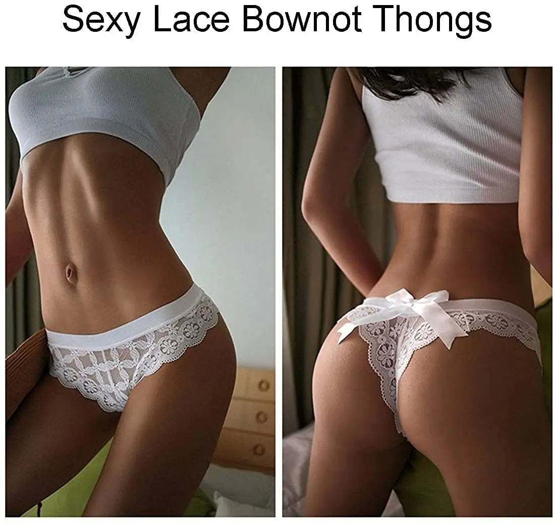 Women\'s Thong Panties T Back Tangas Low Waist See Through Lace Thongs for Women Pack Underwear Women Sexy (1 PCS)