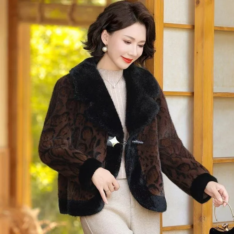 Luxury Brand Vintage Patchwork Faux Mink Fur Coat Women Winter Single-Breasted Soft Fur Jacket Warm Lapels High-Quality Clothing