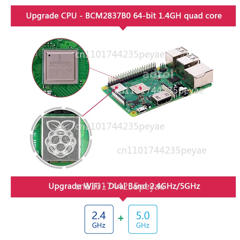 Original Raspberry Pi 3 Model B+ Kit + Acrylic Case + Power Adapter + Heatsink Optional 32 64 128 GB SD Card for Pi 3B+