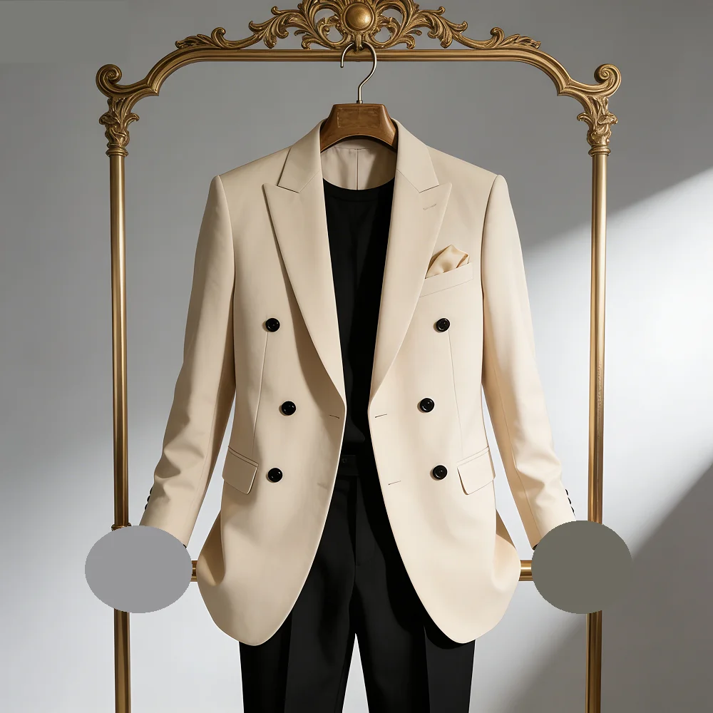 

Business Double Breasted Blazer New Long Sleeve Blazer Regular Length Stretchy Blazer 3XL Professional Workwear