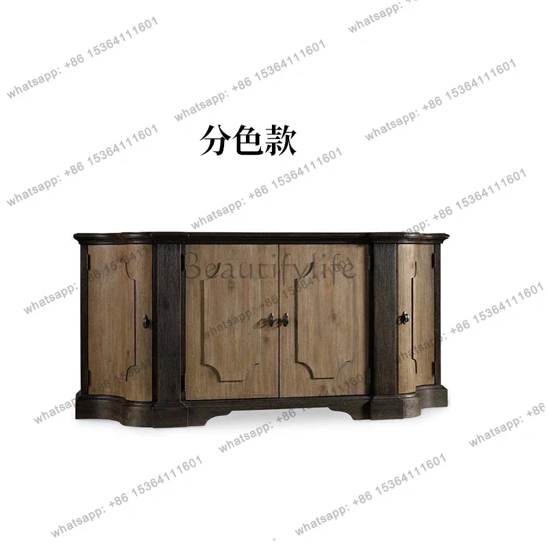 

French retro multi-functional dining side cabinet, living room against the wall, household entrance, solid wood storage